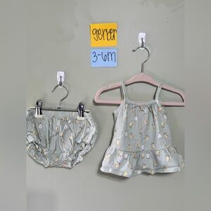 NWOT Gerber Sage Green 2 Piece Infant Summer Outfit, 3-6 Months